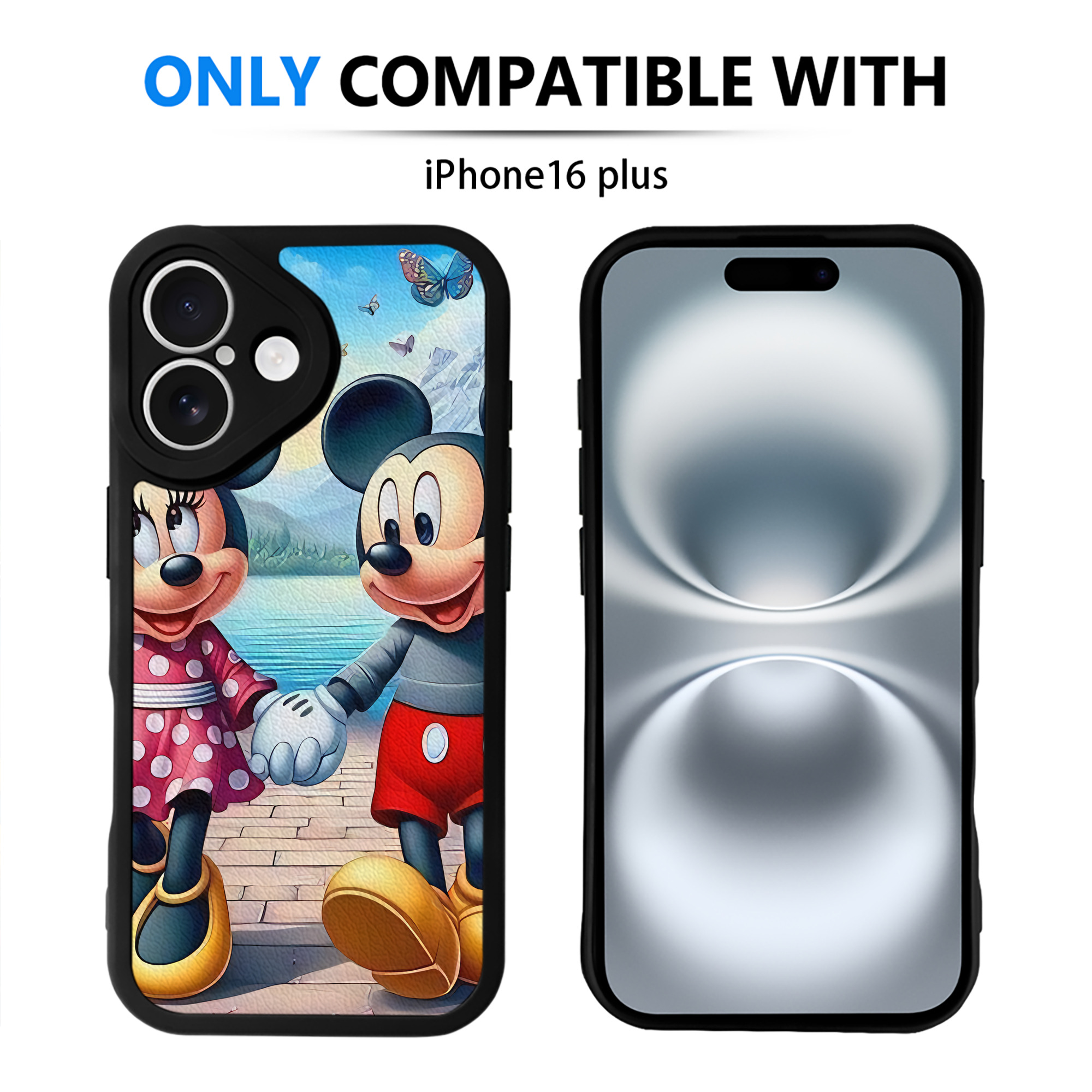 （画像用） ミッキーマウス Mickey Mouse 【iPhone 16シリーズ対応】シリコンスマホケース（レザー調） 材質：シリコン